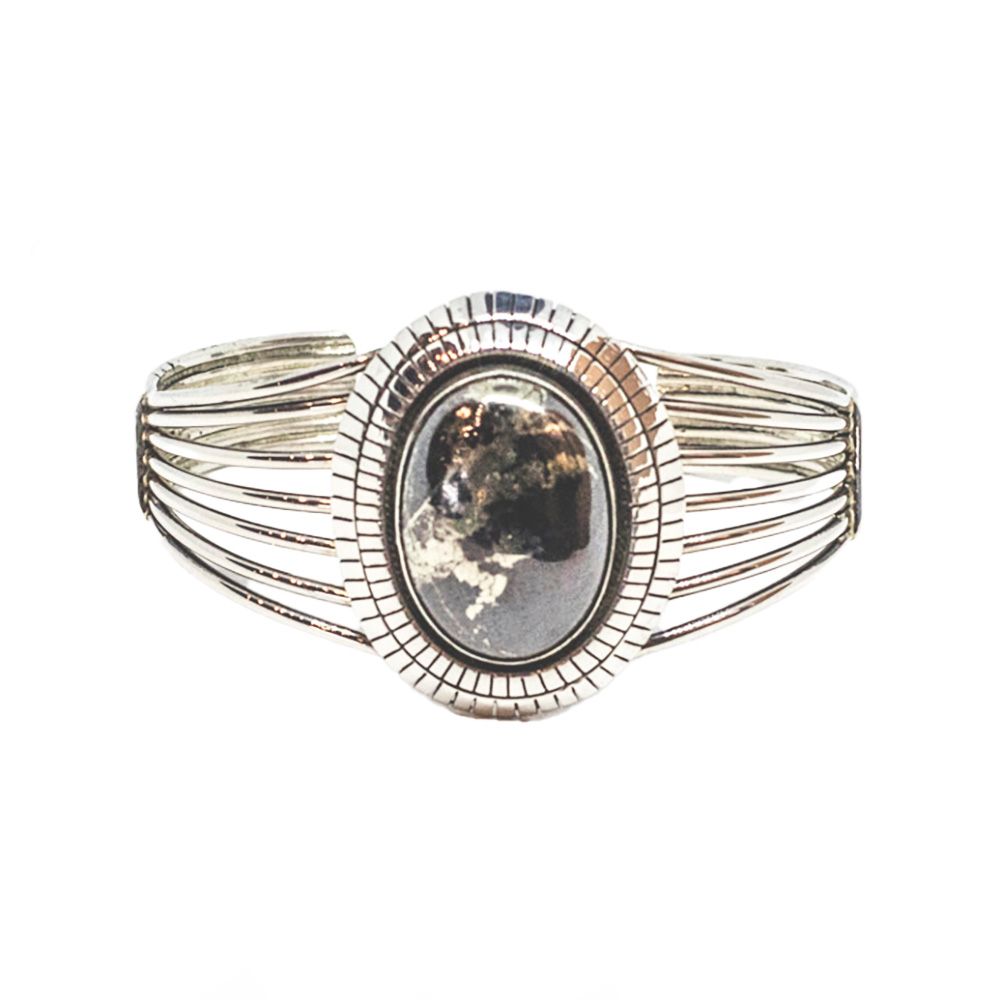 SILVER PYRITE CUFF BRACELET NAVAJO - RB