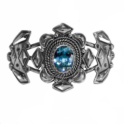 SILVER TOPAZ BRACELET NAVAJO - E. DELGARITO