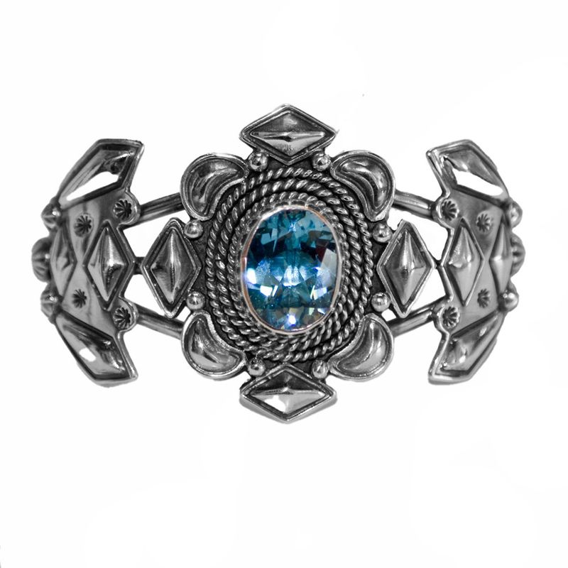 SILVER TOPAZ BRACELET NAVAJO - E. DELGARITO
