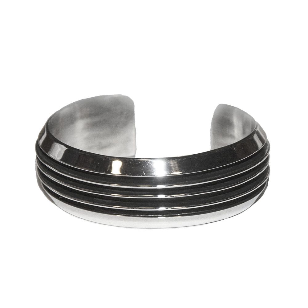 SILVER 5 RIB CUFF BRACELET NAVAJO - TOM HAWK