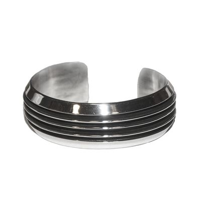 SILVER 5 RIB CUFF BRACELET NAVAJO - TOM HAWK