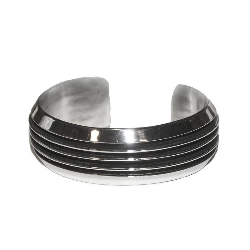 SILVER 5 RIB CUFF BRACELET NAVAJO - TOM HAWK
