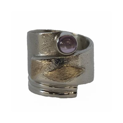 *SILVER/GOLD SAPPHIRE WRAP RING-7.5