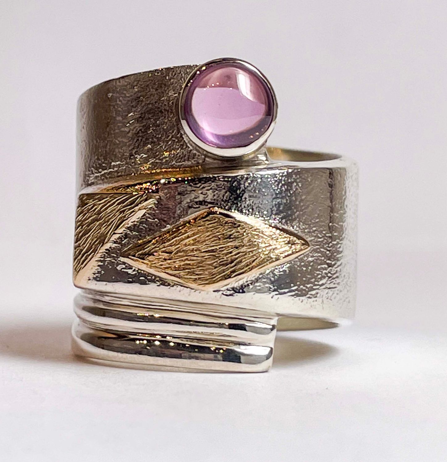 *SILVER/GOLD SAPPHIRE WRAP RING-7.5