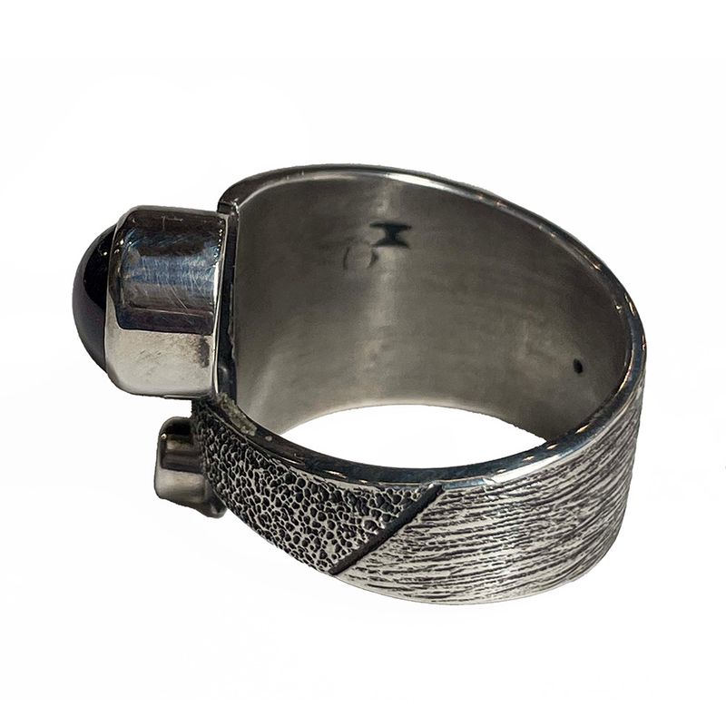 SILVER OXIDIZED GARNET &amp; CZ WRAP RING