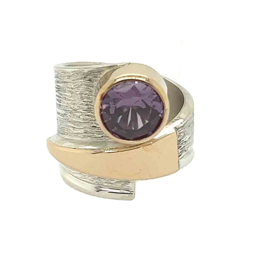 SILVER/14K AMETHYST WRAP RING-6