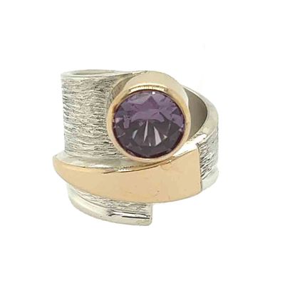 SILVER/14K AMETHYST WRAP RING-6