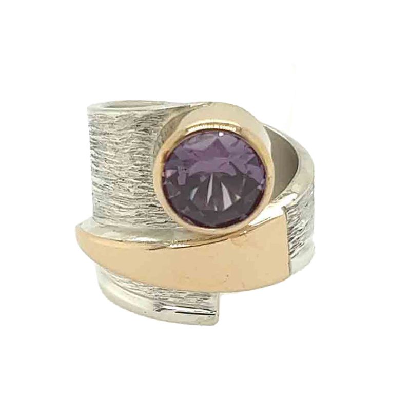 SILVER/14K AMETHYST WRAP RING-6