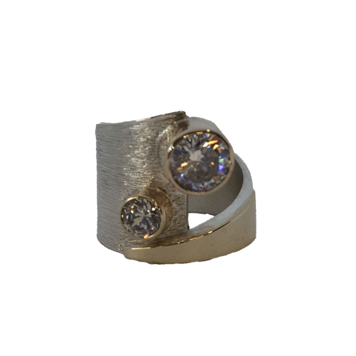 SILVER/14K CZ WRAP RING-8.5