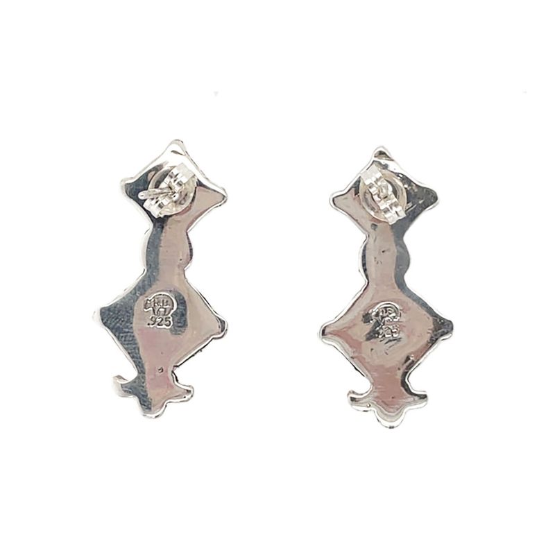 SILVER TURQUOISE DOUBLE TRI EARRING NAVAJO - SADIE JIM