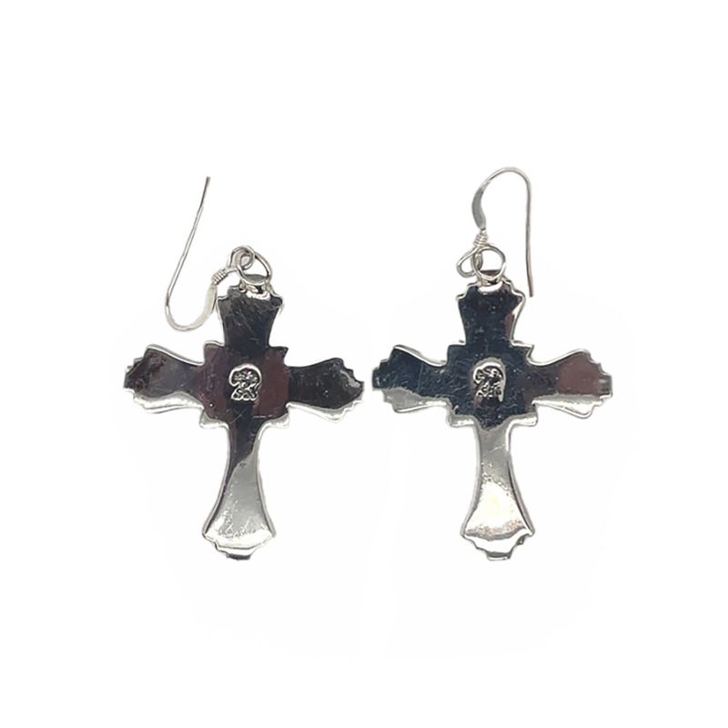SILVER TURQUOISE CROSS EARRINGS NAVAJO-LOUISE JOE