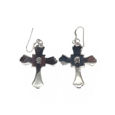 SILVER TURQUOISE CROSS EARRINGS NAVAJO-LOUISE JOE