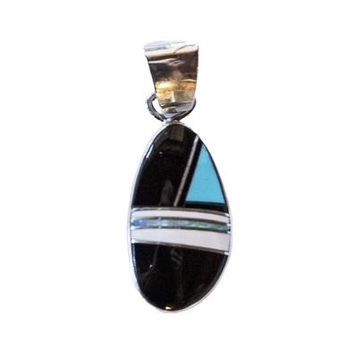 SILVER INLAY PENDANT-NAVAJO-S. MARTINEZ