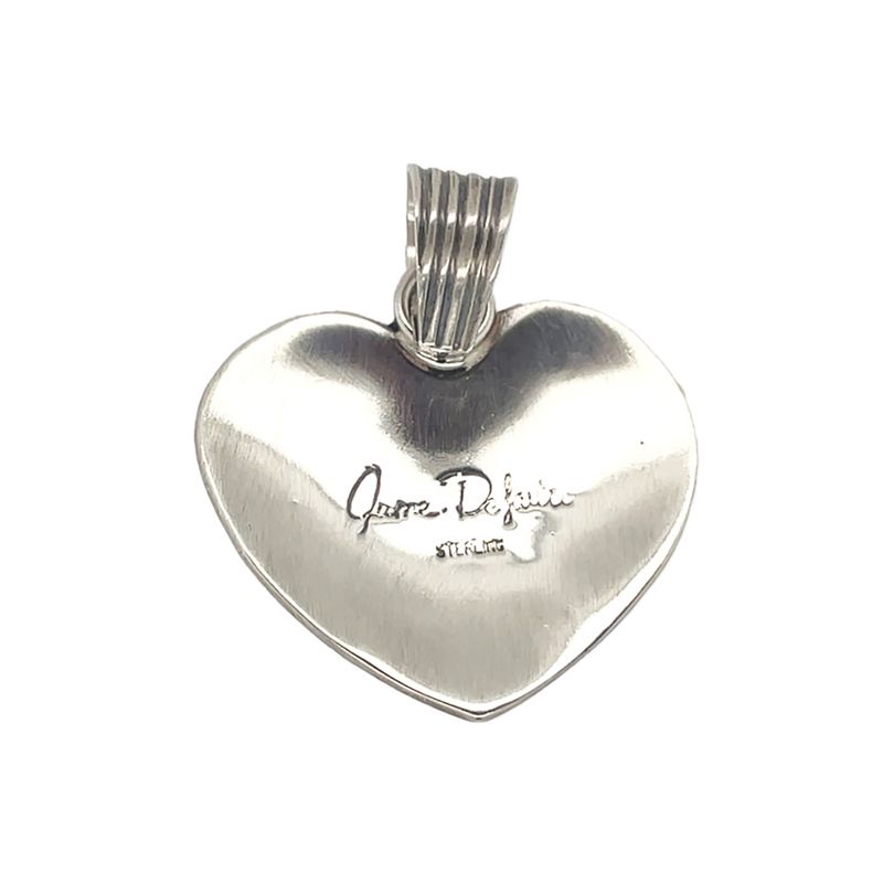 SILVER HEART TURQUOISE PENDANT NAVAJO - JUNE DELGARITO