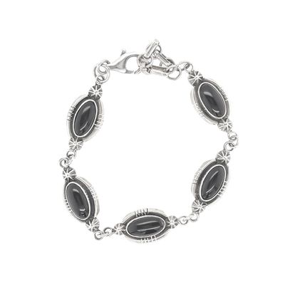 SILVER ONYX LINKED BRACELET NAVAJO - RB
