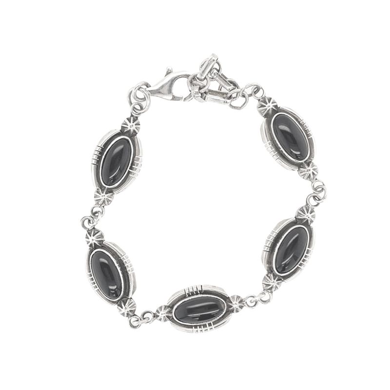 SILVER ONYX LINKED BRACELET NAVAJO - RB