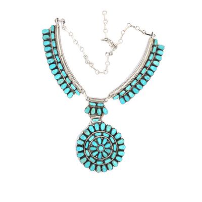 SILVER TURQUOISE NECKLACE NAVAJO - JESSE WILLIAMS