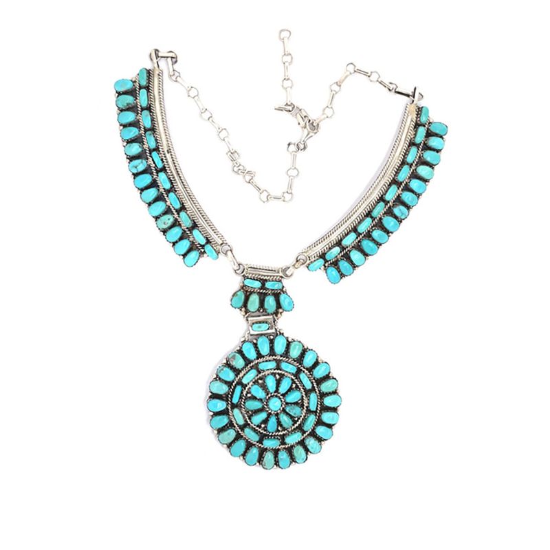 SILVER TURQUOISE NECKLACE NAVAJO - JESSE WILLIAMS