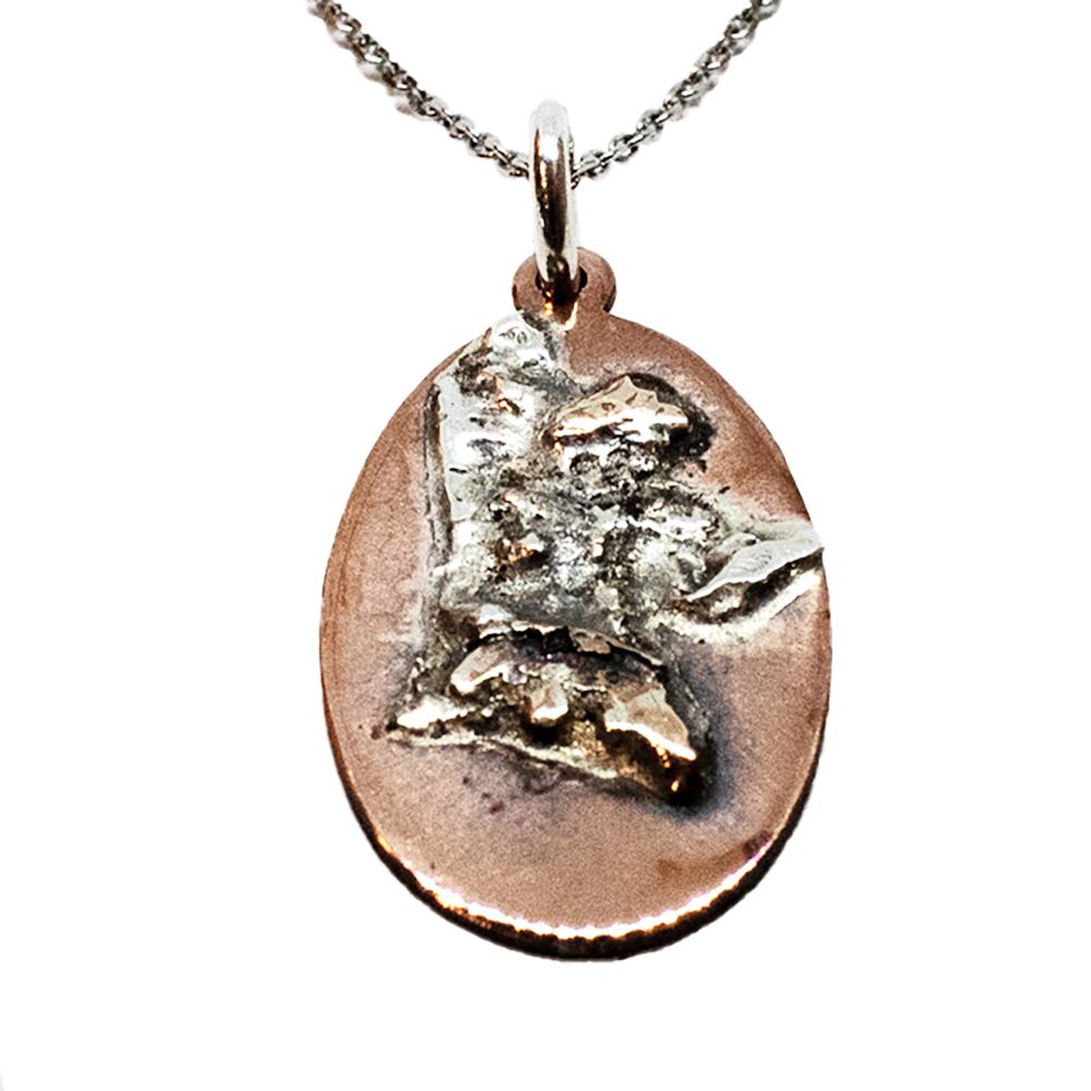 MIXED METALS OVERLAY OVAL PENDANT