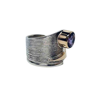 SILVER/14K AMETHYST WRAP RING-8.5