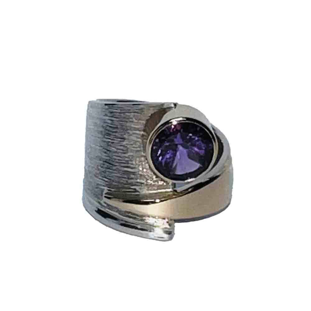 SILVER/14K AMETHYST WRAP RING-8.5