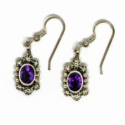SILVER AMETHYST EARRINGS NAVAJO RB