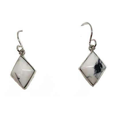 SILVER WHITE BUFFALO EARRINGS NAVAJO - MARTINEZ SILVER WHITE BUFFALO EARRINGS NAVAJO - MARTINEZ