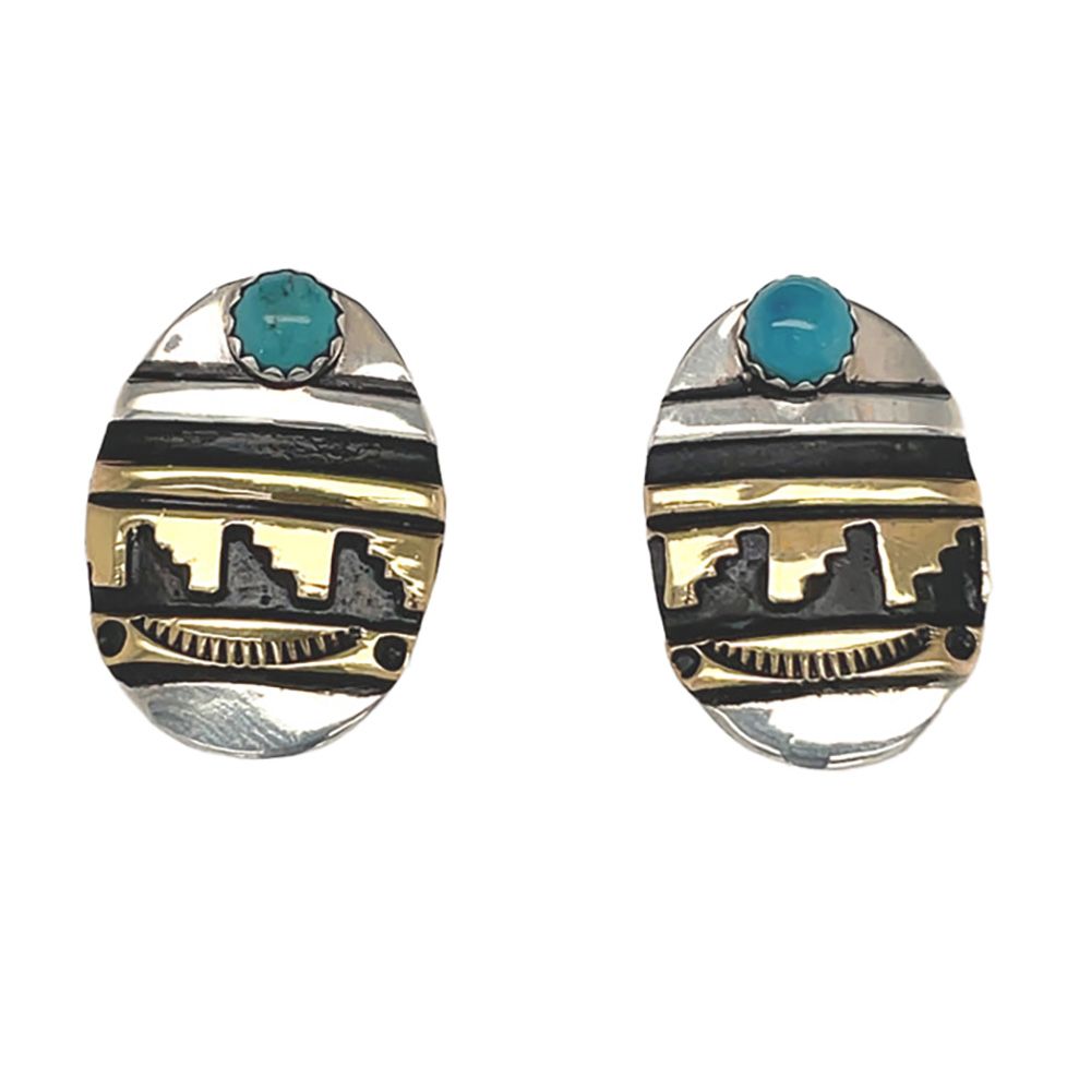 SILVER &amp; GOLD-FILLED EARRINGS NAVAJO - T&amp;R SINGER