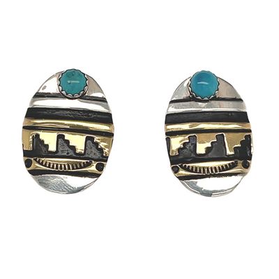 SILVER &amp; GOLD-FILLED EARRINGS NAVAJO - T&amp;R SINGER