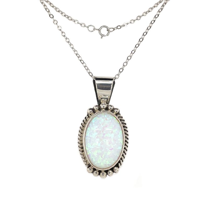 SILVER OPAL PENDANT NAVAJO-JAN MARIANO