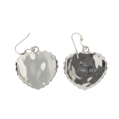 SILVER TURQUOISE HEART EARRING  ZUNI - FAYE LOWSAYATEE