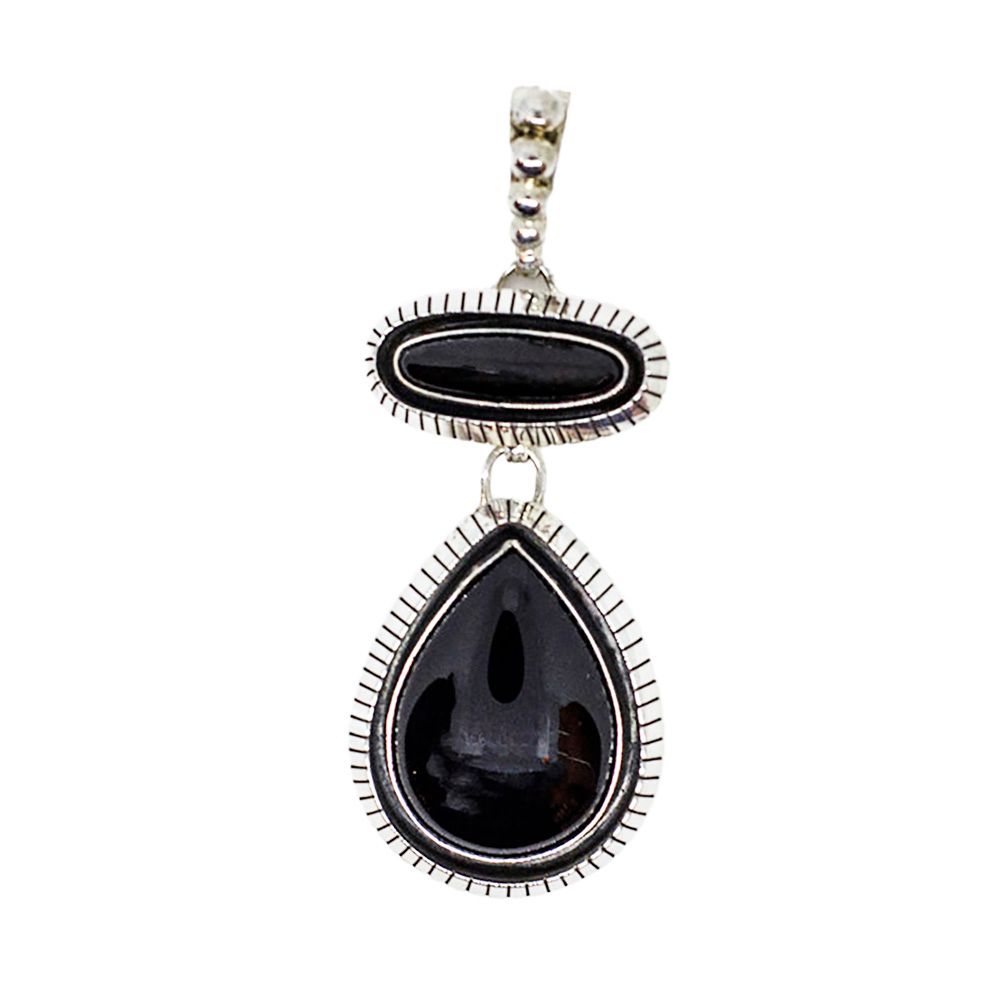 SILVER ONYX PENDANT NAVAJO - ALEX BEGAY