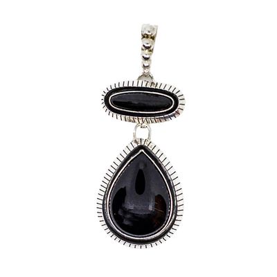 SILVER ONYX PENDANT NAVAJO - ALEX BEGAY