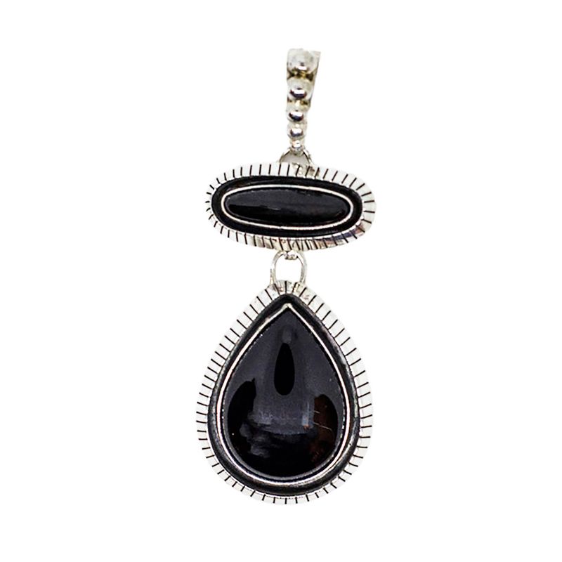 SILVER ONYX PENDANT NAVAJO - ALEX BEGAY