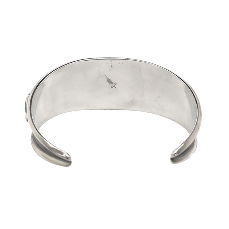 SILVER OXIDIZED OVAL GRADUATED TURQUOISE CUFF BRACELET-NAVAJO-PAUL LARGO