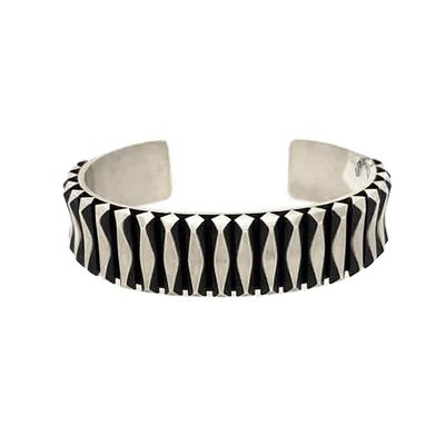 SILVER OXIDIZED BRUSHED CUFF BRACELET NAVAJO-L. TAHE