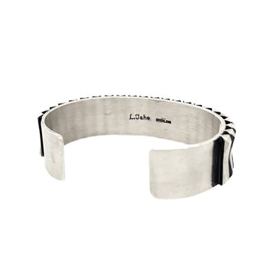 SILVER OXIDIZED BRUSHED CUFF BRACELET NAVAJO-L. TAHE