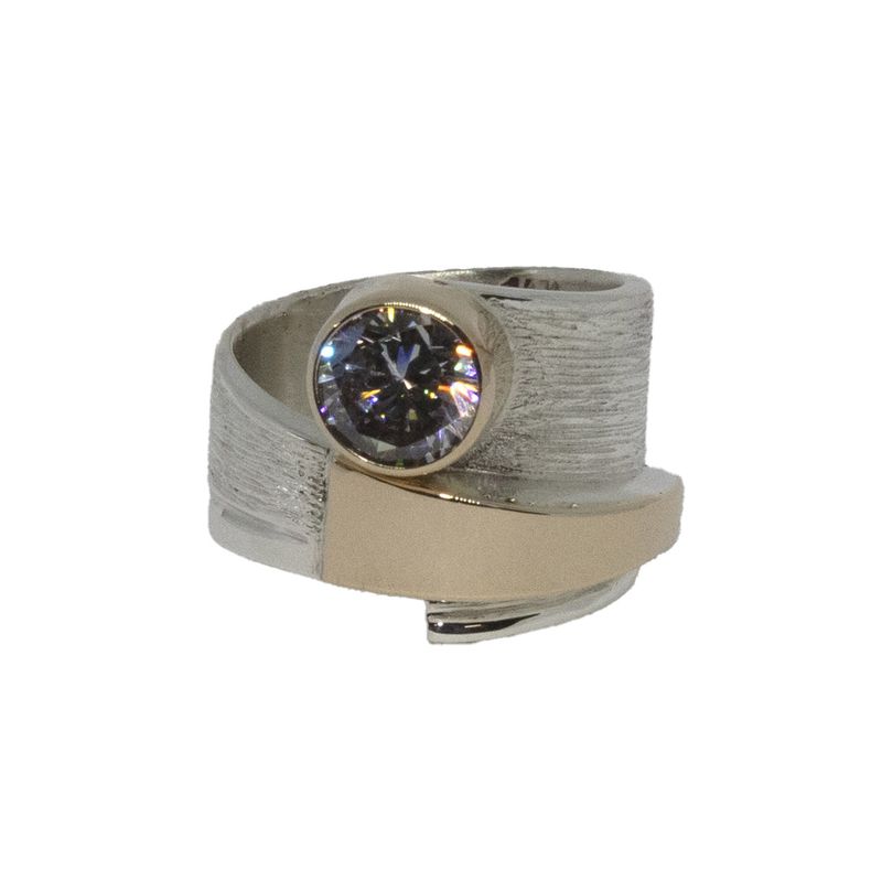 SILVER/14K CZ WRAP RING-6