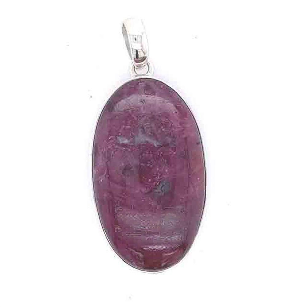 SILVER RUBY OVAL PENDANT ASP54