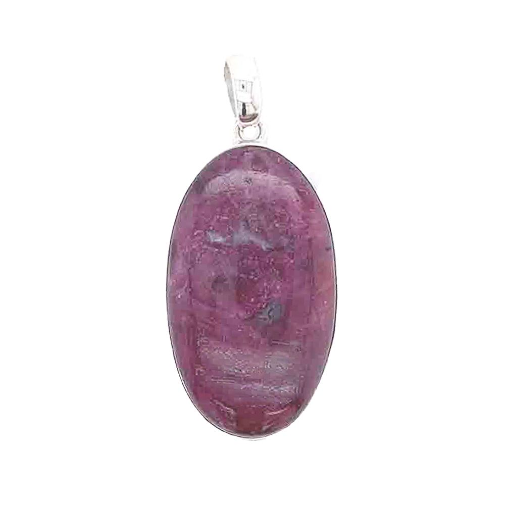 SILVER RUBY OVAL PENDANT