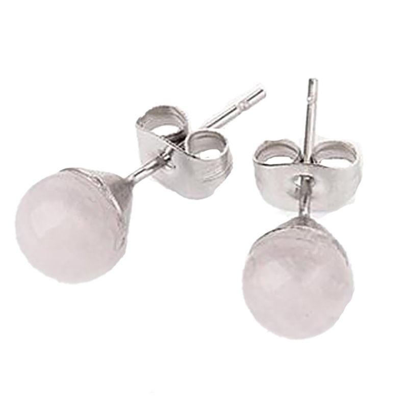 SILVER STAINLESS ROSE QUARTZ EARRINGS SILVER STAINLESS ROSE QUARTZ EARRINGS