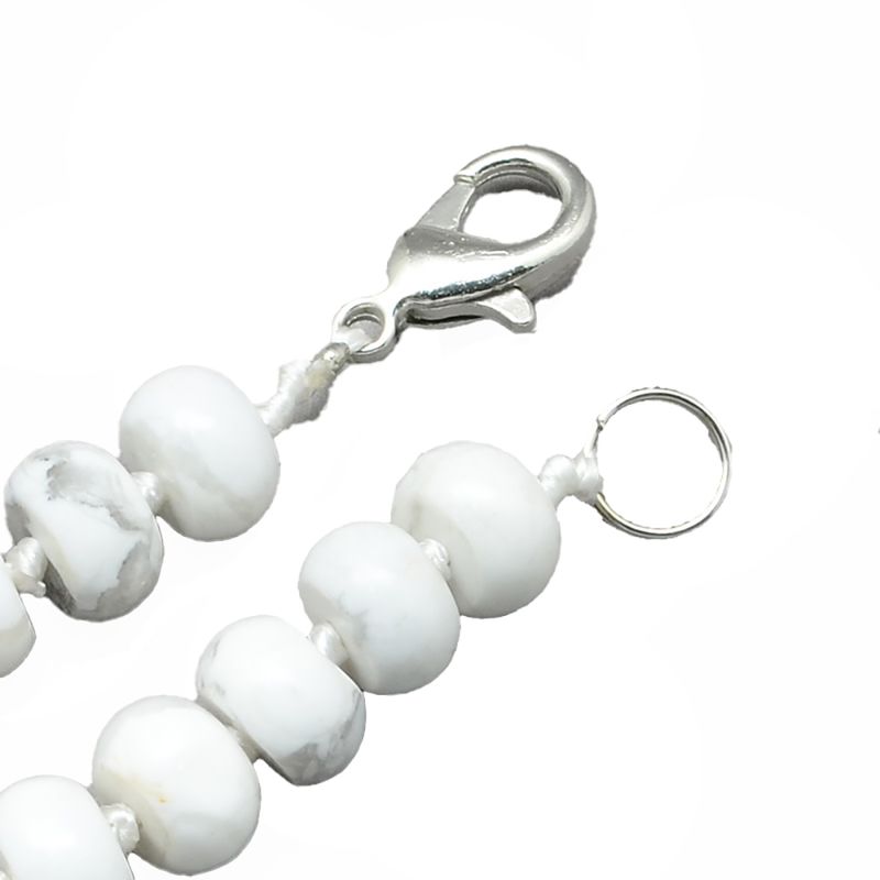 SILVER STAINLESS HOWLITE BEADED NECKLACE