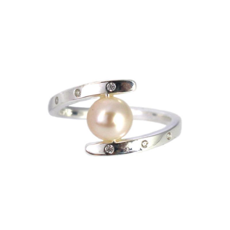 SILVER PEARL & CZ RING ASR53-7 SILVER PEARL & CZ RING ASR53-7