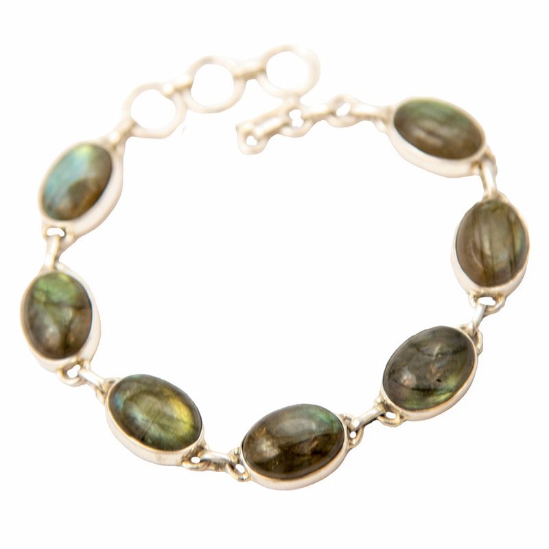 SILVER LABRADORITE OVAL BRACELET