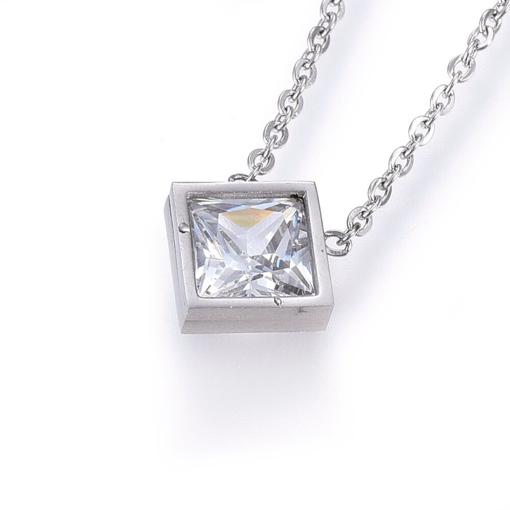 STAINLESS CZ SQUARE NECKLACE FJNN4