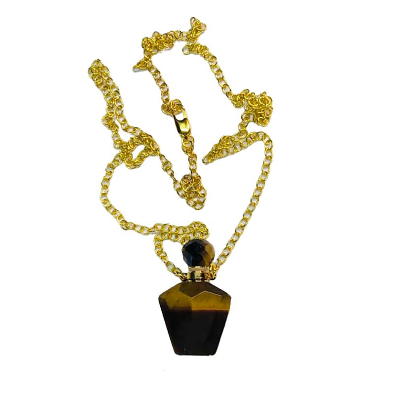 GOLD STAINLESS TIGERS EYE NECKLACE
