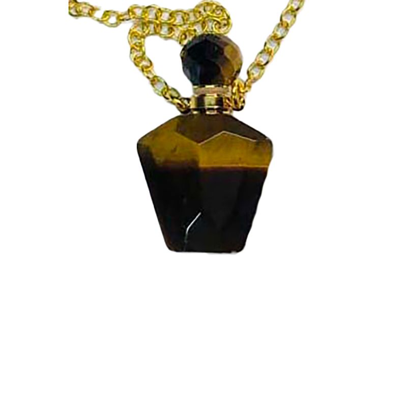 GOLD STAINLESS TIGERS EYE NECKLACE