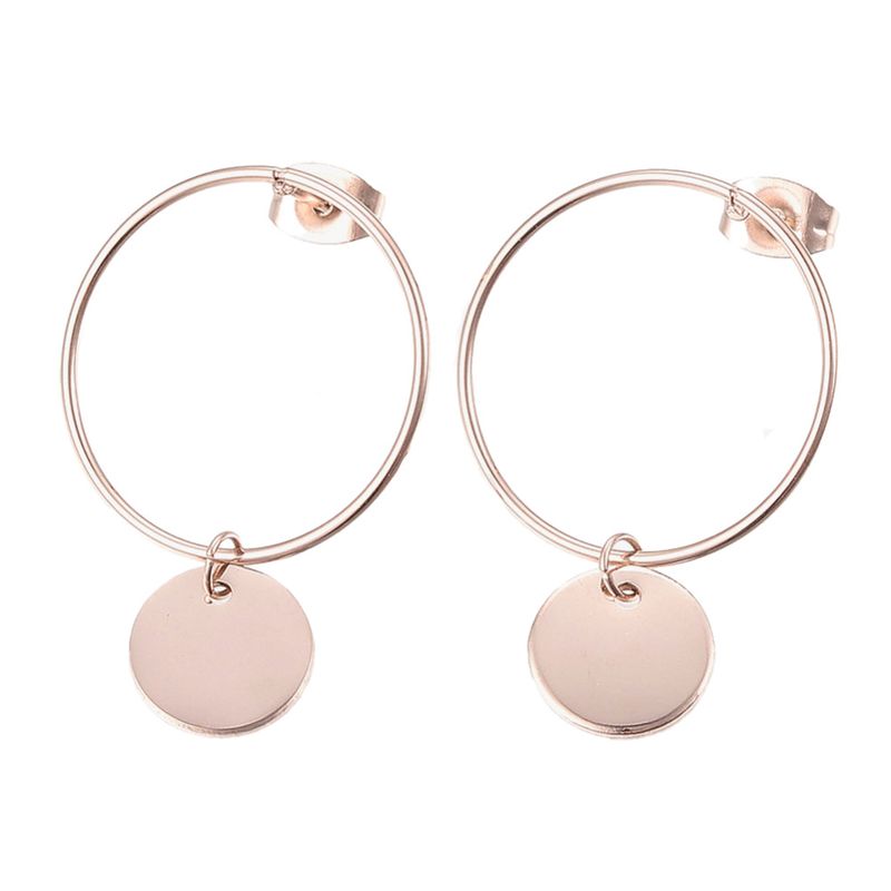 ROSE STAINLESS ROUND DANGLE EARRINGS