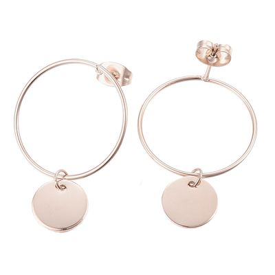 ROSE STAINLESS ROUND DANGLE EARRINGS