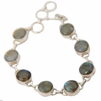 SILVER LABRADORITE ROUND BRACELET